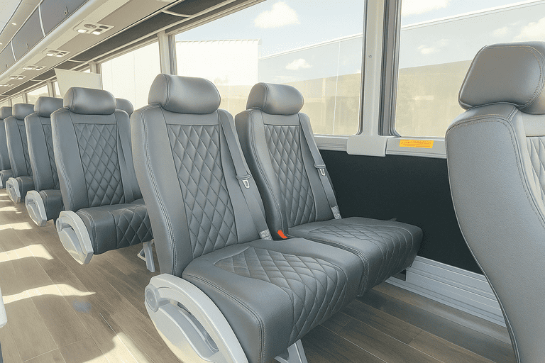 interior of Hartford Minibus Company charter bus