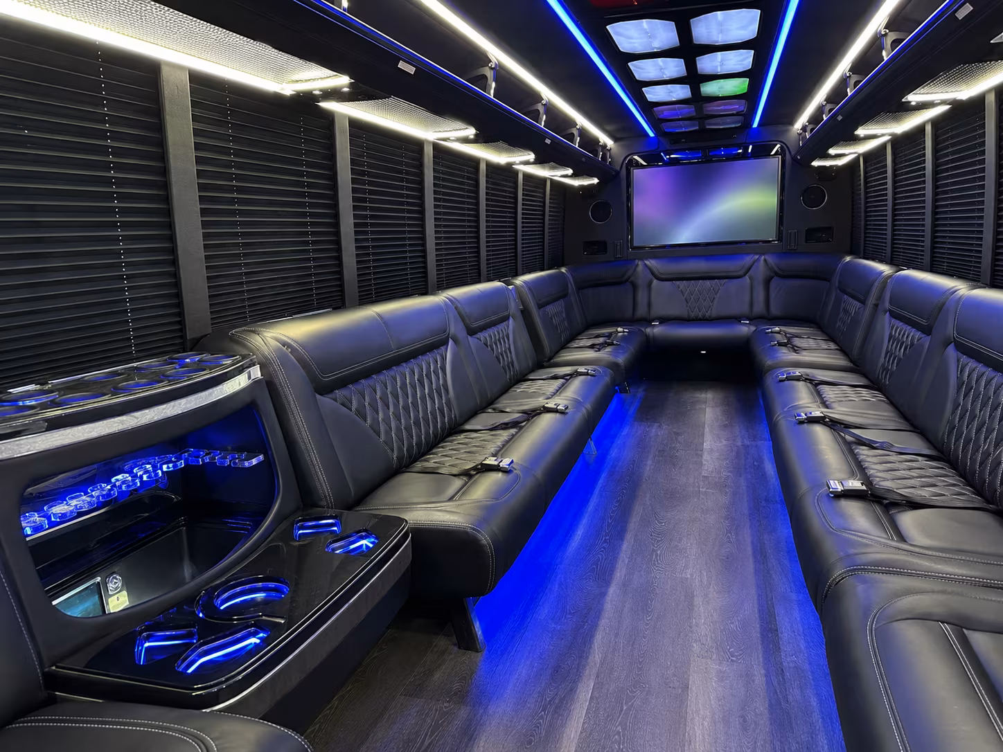 hartford 20 passenger party bus inside